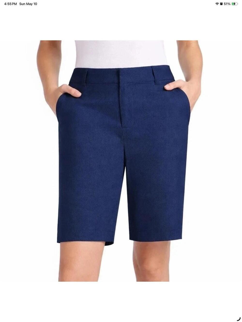 NWT Matty M Women's Navy Chino Shorts Size 2XL High Rise Stretch Walking - Picture 7 of 8
